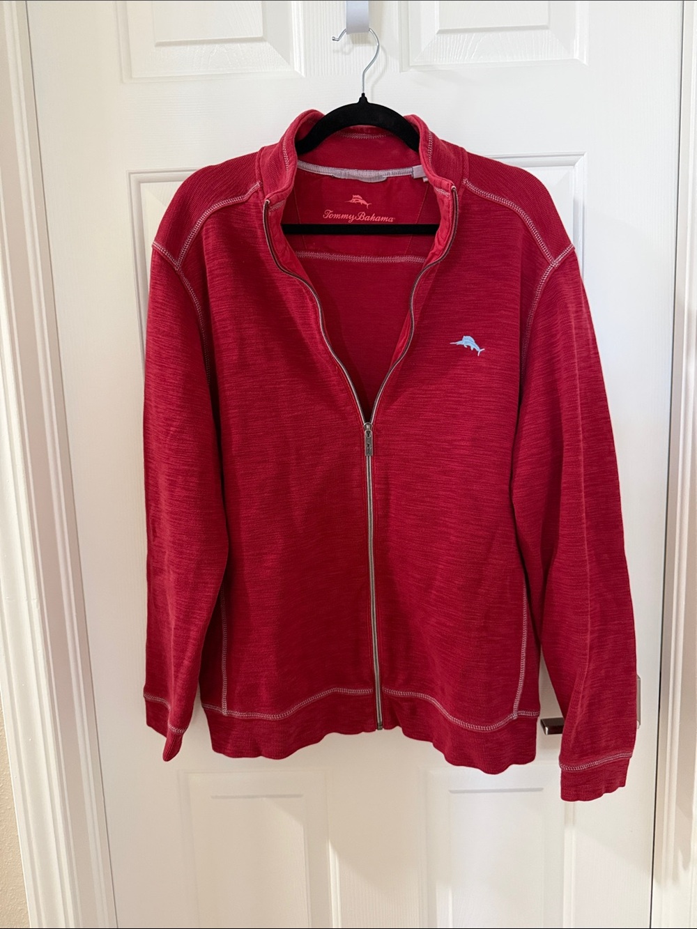 Tommy Bahama Red Full-Zip Sweatshirt Jacket
